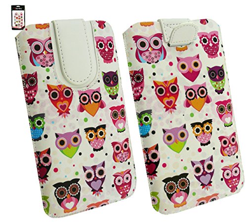 EmartbuyÂ® Multicolore Gufi Print PU Pelle Custodia Case Cover Sleeve ( Misura 5XL ) con Linguetta Adatta Per Oppo R7 Plus 6 Pollice Smartphone