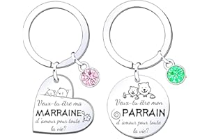 JRZDFXS Porte clef veux tu etre ma marraine Cadeau Naissance Annonce Grossesse Marraine Demande original Veux tu être marraine parrain demande (Parrain et marraine) (2)