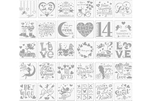 ONEBO 30 Stücke Kunststoff Valentinstag Malschablonen,Romantische Liebesvorlagen Sets,Herz-Malschablonen Aus Kunststoff,Zum Basteln Hochzeit Valentinstag DIY-Kunstprojekt