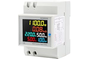 MIRTHBUY 6 in 1 Stromzähler Hutschiene, LCD Digitaler Energiezähler, AC40-300V 100A Wechselstromzähler KWh Zähler, Amperemeter Voltmeter Din, Geschlossenem Typ CT 1-phasiger