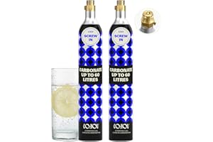 CO2 YOU CO2YOU Gas Cylinders 60 L (Screw-In Type) – 2-Pack Replacement Set for Home Carbonators and Soda Makers – Long-Lasting, Easy to Install – Check Compatible Models Below