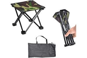 CHENKEE Taburete Camping, Portátil Taburete Plegable Acampar Aleación Aluminior Plegable Pequeño Pesca Viajes Silla con Bolsa Transporte para Acampar Aire Libre Caminar Cazar SenderismoTaburete Silla
