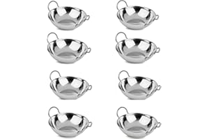 EVOKK Set of 8 - Stainless Steel Balti Dishes Karahi Curry Deep Serving Indian Dishes Bowls with Handle - 16 cm