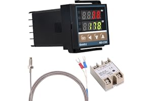 WANGCL Digital PID Controller Intelligent Thermostat with 40A SSR Relay K Type Thermocouple for Electrical Energy Chemical Industry Holding Tanks Ovens - 0-1300 ℃