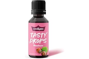 GymQueen Tasty Drops 30ml, Gocce aromatizzanti senza calorie, senza zucchero e senza grassi, per dolcificare i cibi, Flavor Drops saporite senza coloranti artificiali, Nocciola