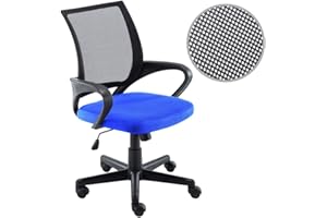 BAKAJI Poltrona Sedia Scrivania Ufficio Presidenziale in Tessuto Rete Traspirante Rotazione 360 Gradi Direzionale Altezza Regolabile (Blu Nero)