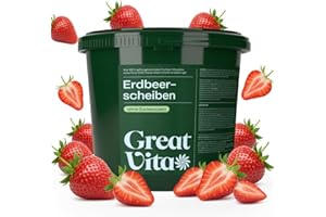‎GREAT VITA GreatVita Gefriergetrocknete Erdbeeren 400g - Knusprige Erdbeerscheiben ohne Zuckerzusatz - Gefriergetrocknete Früchte - Freeze-Dried Strawberries - Snack & Topping für Müsli, Joghurt & Smoothies