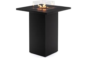 PLANIKA Square Table High con Braciere a Gas per Esterni – Tavolo 2-in-1 con Braciere e Tavolo da Cocktail con Scomparto Nascosto per la Bombola di Gas e Copertura Protettiva – Ideale per Terrazze