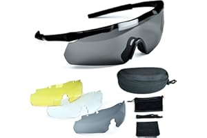 EMSECKO Airsoft Lunettes de protection tactiques avec protection balistique et protection UV avec 3 verres interchangeables, revêtement anti-buée et bandeau réglable
