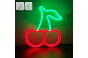 ENUOLI Cherry Neon Sign LED Red Wall Art Decor - USB or Battery Powered for Kids Bedroom, Christmas Party, Wedding, Bar