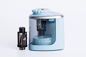 Electric Tenwin Pencil Sharpener, Battery-Powered and Easy to Use (6-8mm) for School, Home, Office, Classroom & More Blue