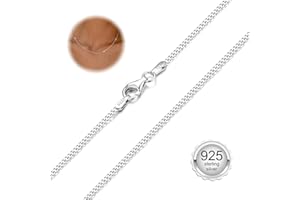 CASSIECA Chaine Argent Femme 925/1000 Chaîne Cubaine Gourmette de 1.5 MM Collier Argent Femmes sans Pendentif Longueur 41 46 51 56 61cm