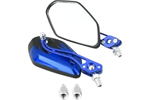 MOONYEU Motorrad Seitenspiegel, 1 Paar Universal Roller Scooter Aluminium Flammenmuster Seitenrückspiegel 8 mm 10 mm Rückspiegel Flamme Muster Seitenansicht Spiegel Motorrad Seitenspiegel(Blau)