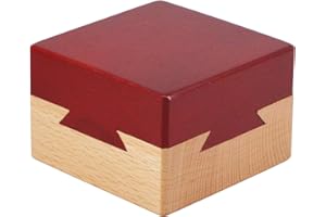 UTWAYSTEELPRO Impossible Dovetail Box 3D Wooden Puzzle Brain Teaser Magic Drawers Jewellery Box with Secret Compartment for Adult (Red Color)