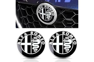 DADYM 2 Psc Emblem Schwarz für Alfa Romeo Giulia Stelvio Giulietta 2017-2020,74mm Emblem Logo Aufkleber für Lenkrad Zubehör/Motorhaube Vorne und Hinten und Kofferraum Logo Key Remote Control Emblem