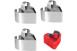 Wekuw 3 Piezas Anillo de Pastel 8 cm (en Forma de Corazón) Moldes para Tartas Pequeño Anillo de Pastel Juego de Anillos para Hornear Pasteleria Adecuado para Hornear Postres y Tartas de Mousse