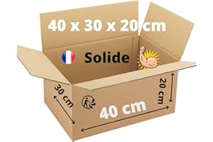 PARIS STOCK 1Emballages - Lot Cartons d'Expédition ou Déménagement 40X30X20 cm Double Cannelure Renforcée écologique IMPRIM’VERT MAde in France (5)