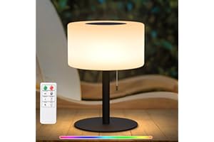 ‎NICEBUY NiceBuy Solar Tischlampe Outdoor Led Tischleuchte Akku Und USB Aufladbar Mit Fernbedienung,Tischlampe Kabellos Dimmbar RGB 8 Farben Wasserdicht IP44 FüR Camping Garten AußEn(Schwarz A)