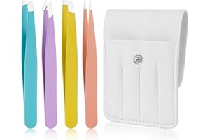 NUTTDOO Professional Tweezers for Eyebrows,4 Pcs Eyebrow Tweezers Set for Ingrown Hair Removal (Multicolored)