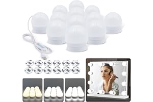 SANLION Hollywood Mirror Lights,12 LED Vanity Mirror Lights ，with USB Cables, 3 Colour Changing & 10 Brightness for Dressing Table Room, Bathroom, Bedroom