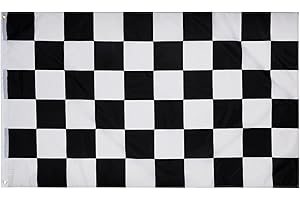 PHENO FLAGS Motorsportflagge, 150x90cm - schwarz-weiße Rennflagge mit stabilen Metallösen & Doppelnaht, Zielflagge - Formel 1 Fanartikel, wetterfest