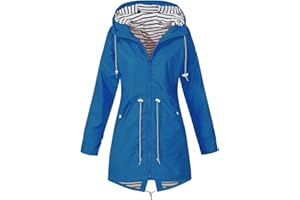 uxxnjfg Chubasquero Mujer Impermeable Gabardina Chaqueta Mujer de Lluvia con Capucha Portable Ligera Moda Cazadora Deportivos Exteriores Abrigo