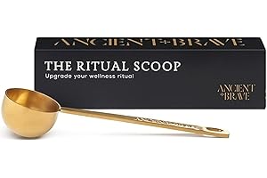 Ancient + Brave - Ritual Scoop - Gold Finished Stainless Steel Measuring Spoon - Approximate Measure - Perfect Measuring Spoons for Collagen Supplements - Includes Gift Box