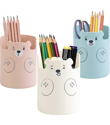 NIUBEE Heldere acryl pennenhouder voor bureau, ronde acryl potlood bekerhouder make-up borstel organizer, acryl bureau organizer voor kantoor bureau accessoire - 4 stuks