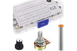 DAOKAI Kit de potenciómetro, B1K 2K 5K 10K 20K 50K 100K 250K 500K 1M Ohm Multiturn Trimmer Potenciómetro con perillas 3 terminales Linear Taper Rotary Audio, para control de volumen