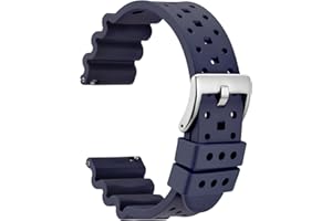 WOCCI Ventilado Correas Reloj, FKM Goma (No Silicona), Correa para Reloj de Buceo, Liberación Rápida, Hebilla de Acero Inoxidable, 18mm 20mm 22mm 24mm 26mm