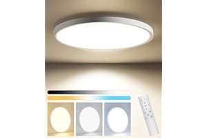 bedee 12 Inch 24W LED Ceiling Light 3000K-6500K Dimmable Ceiling Lights IP44 Bathroom Light 2880lm Flush Kitchen Lighting 2.4cm Ultra Thin Led Lights for Bedroom Livingroom Hallway Office Garage