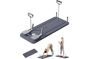 LORRTTA Kit Pilates Reformer 5 en 1 Pliable avec Compteur LED, Rouleau à Rebond Automatique et Planche Multifonction, pour Entraînement Complet du Corps à Domicile et en Salle, Renforcement Abdominal et Tronc