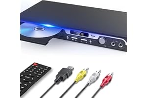 Maite Reproductor de DVD HD 1080P para TV, Reproductor de DVD HDMI con entradas de micrófono Dual, Reproductor de DVD sin región Compatible con Entrada de Tarjeta USB HDMI/AV Sonido Dolby
