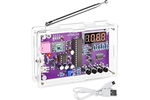 VAPOURD FM Radio Kits, DIY Elektronik Löt Bausatz Radio Modul, FM 87-108 MHz Lötübungs Kit Drahtloser Empfänger zum Lernen und Lehren,mit Acrylgehäuse (Lila Acrylschale)
