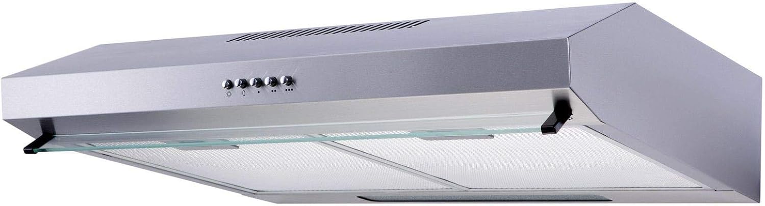 SIA VSR60SS 60cm Visor Cooker Hood, Kitchen Extractor Fan, Under Cabinet Wall Mounted, Top Vented, Stainless Steel Silver