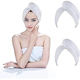 KinHwa Asciugamani Turbante Magicamente Assorbente Turbante Microfibra per Capelli Asciugatura Rapida e Super Soft con Botton