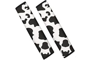 Dolyues Abstract Black White Cow Pattern Car Seat Belt Cover Shoulder Strap Pad Protector Durable Heavy Dust Seatbelt Pads Suitable for Vehicle & Truck, School Bag Cars Accessories