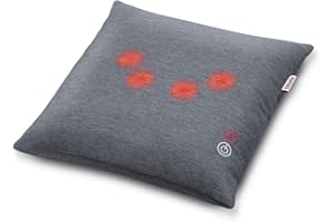 ‎BEURER Beurer MG 135 Poduszka do masażu Shiatsu z funkcją podgrzewania, 4 głowice masujące, automatyczne wyłączanie, pokrowiec z możliwością prania, do ramion, szyi, pleców i nóg, 40 x 40 cm
