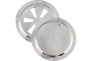 Vegena 2 Stück Edelstahl Lüftungsrosette, 125mm Rundlüfter Verschließbar Lüftungsblech Lüfterblech Kiemenlüfter Edelstahl Grill Lüftungsschieber für Smoker, Boot, Camper, Haus u.v.a. Silber