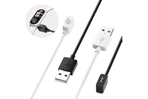Ermorgen 2pcs USB Cable Compatible for Xiaomi Band 10/9/9 Pro, Smart Band 8 Pro /8/8 Active, Redmi Watch 5 Active/5 Lite /4/3/Lite/Active, Redmi Band 2 Charger, 3.3 FT / 1M - Black + White