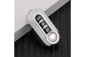HooRLZ Fiat TPU Key Fob Cover For Fiat 500 Brava Bravo Doblo Ducato Fiorino Punto Panda Palio Qubo Scudo Sedici Stilo Lancia, 3 Button Fiat Key Protection Cover Fiat Key Cover Silicone - Silver