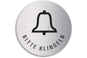 ‎OFFORM DESIGN Schild - Bitte klingeln | Türschild aus Edelstahl Ø 60 mm selbstklebend Ofform Design Nr.7168