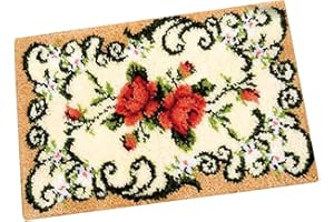 CHIWANJI Formteppich Knüpfteppich Knüpfset Knüpfpackung zum Selber Knüpfen Teppich für Kinder, Erwachsene oder Anfänger, Latch Hook Kits 50x36cm - Blumen