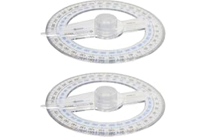 Utoolmart 360 Degree Protractor, Swing Arm Protractor, Plastic Circle Protractor Ruler, Durable Measuring Tool Stationery for School Office 2 Pcs