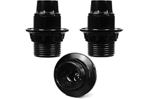 FINELED - Portalampada con attacco a vite E14, confezione da 3 pezzi, portalampada con fascetta Nero