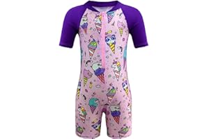 Aduya Girls Swimming Costume Kids One Piece Swimsuit Unicorn Swimwear Swimming Lesions Zipper Suit Rash Guard Surfing Beachwear UV Protection Bathing Suit