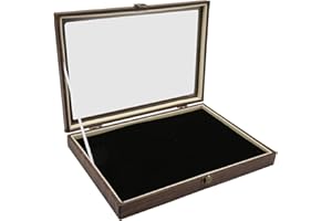 SALALIS Etui na przypinki, etui na medale stylowa elegancka pyłoszczelna skóra PU, duża na odznakę (medalowa gablota)