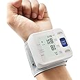Wrist Accurate Automatic High Blood Pressure Monitors Portable LCD Screen with Storage Case and Adjustable Cuff Powered by Battery - White
