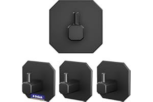 LIEBHEIM Haczyki na ręczniki bez wiercenia - taśma montażowa TESA dla optymalnego trzymania - samoprzylepne haczyki ze stali nierdzewnej - samoprzylepne (czarna stal nierdzewna, 4 x 4,5 cm)