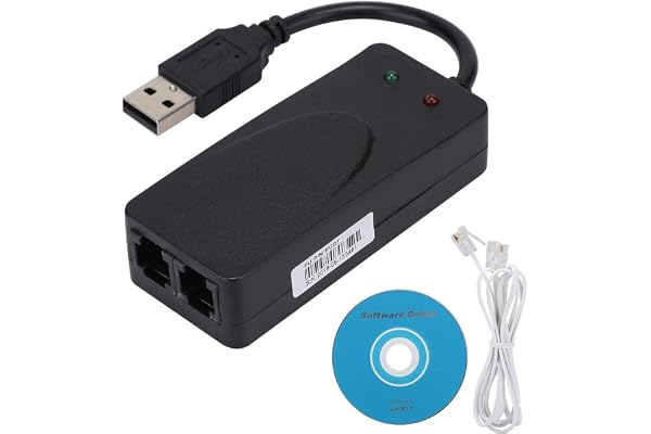 56K Modem Fax Externe Modem Fax avec Deux Ports Pilote de Modem Externe USB 2.0, pour Win 7 / Win 8 / Win 10 / Win XP